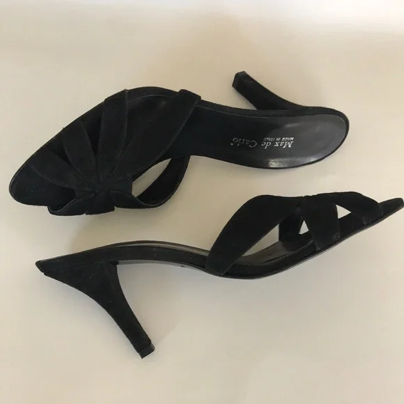 Black suede open toe heels - Picture 1 of 9